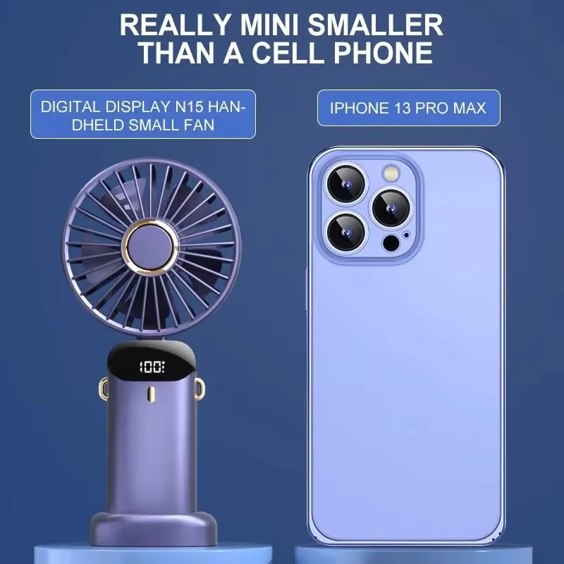 LED Digital Display Mini Fan – Rechargeable Portable Cooling Fan