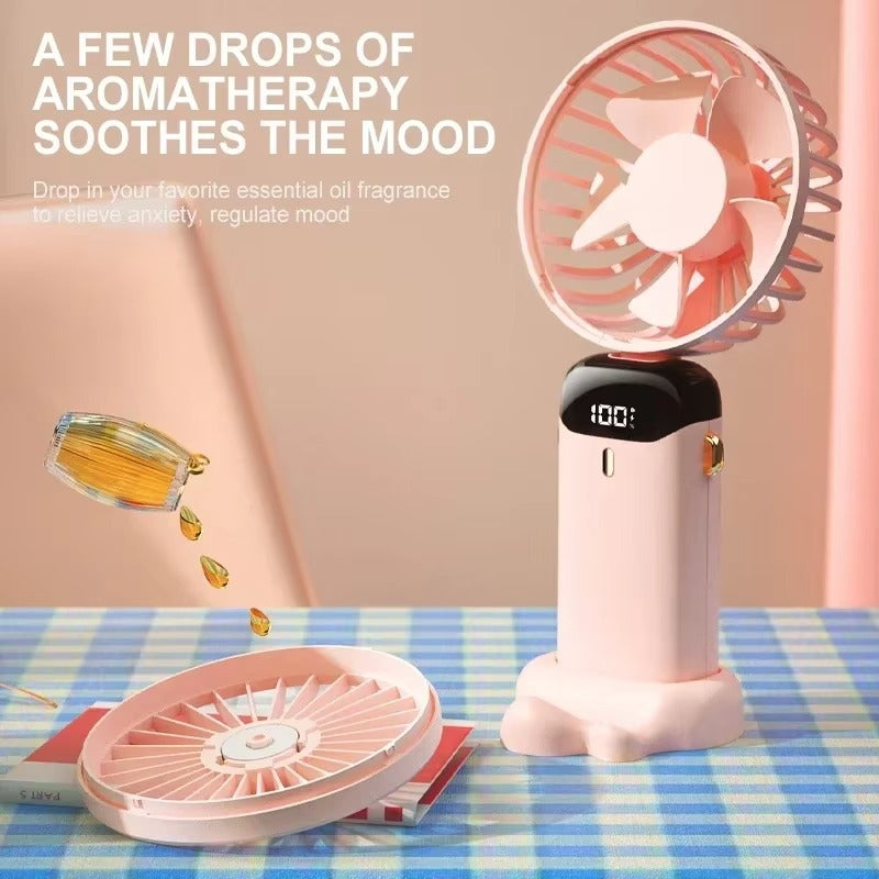 LED Digital Display Mini Fan – Rechargeable Portable Cooling Fan