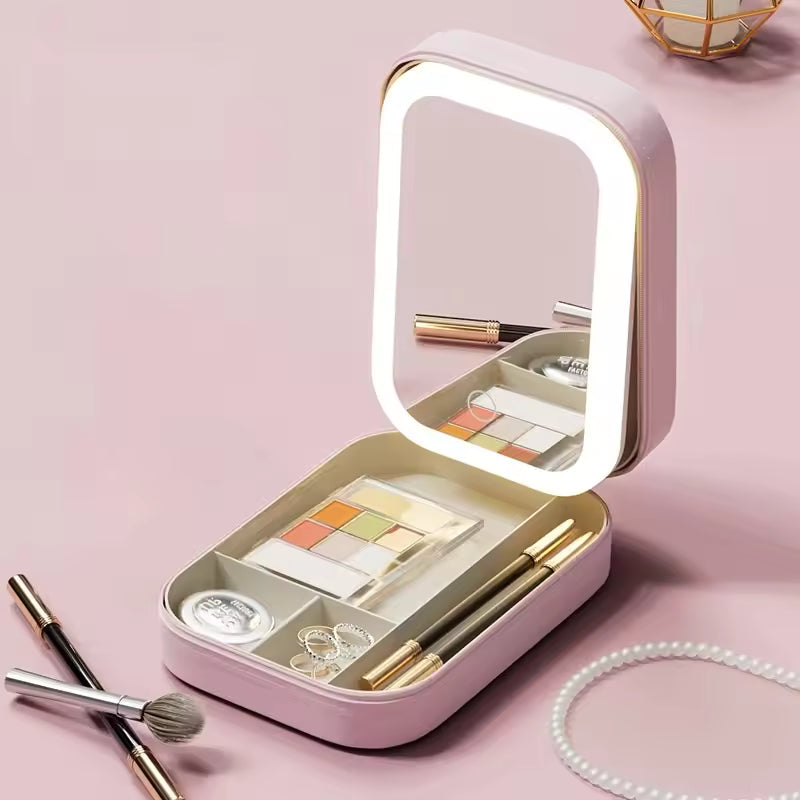 Portable Folding Makeup Mirror & Jewellery Box – Travel-Friendly Organizer