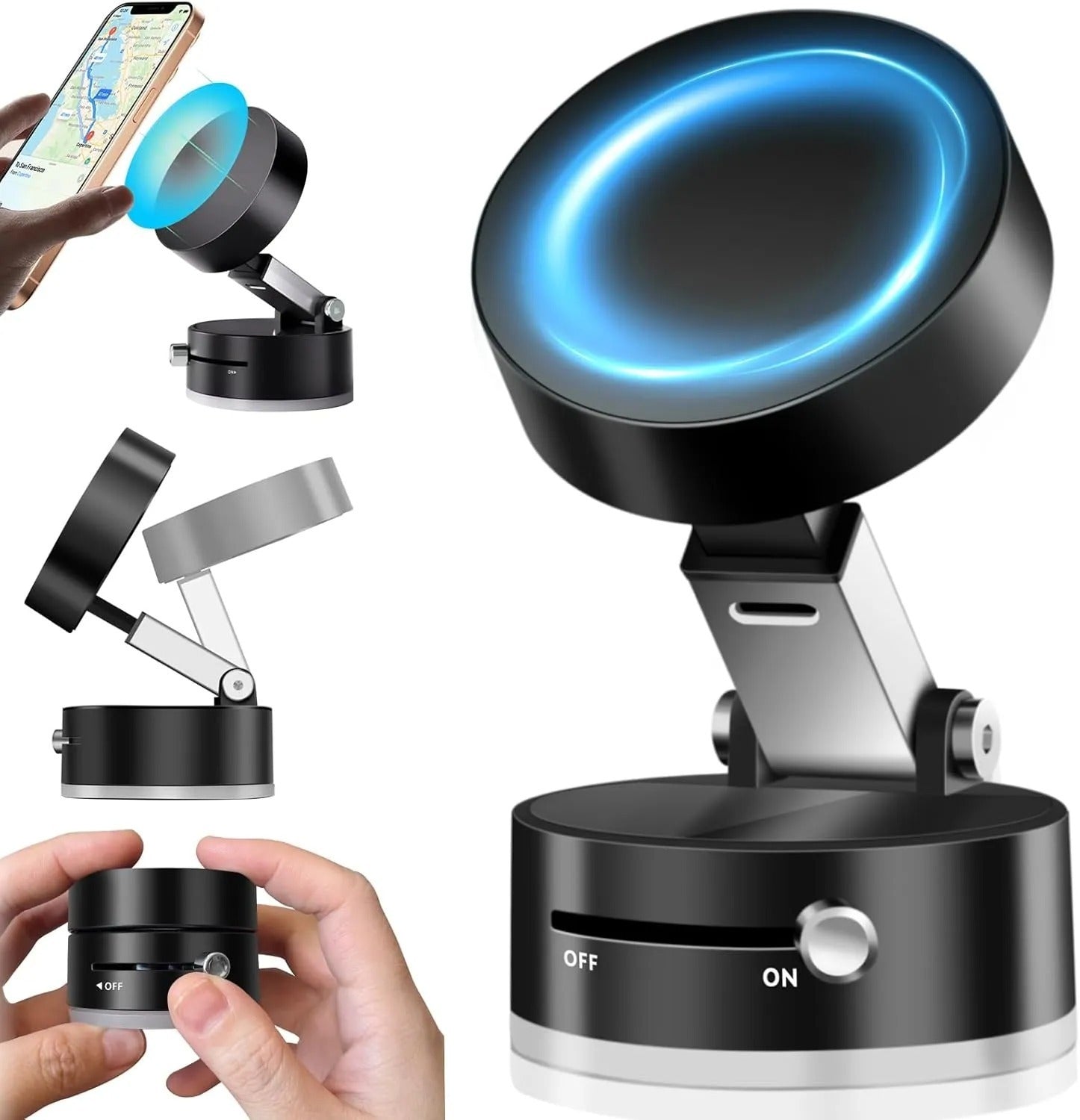 Magnetic Suction Phone Holder – Folding 360° Swivel Stand