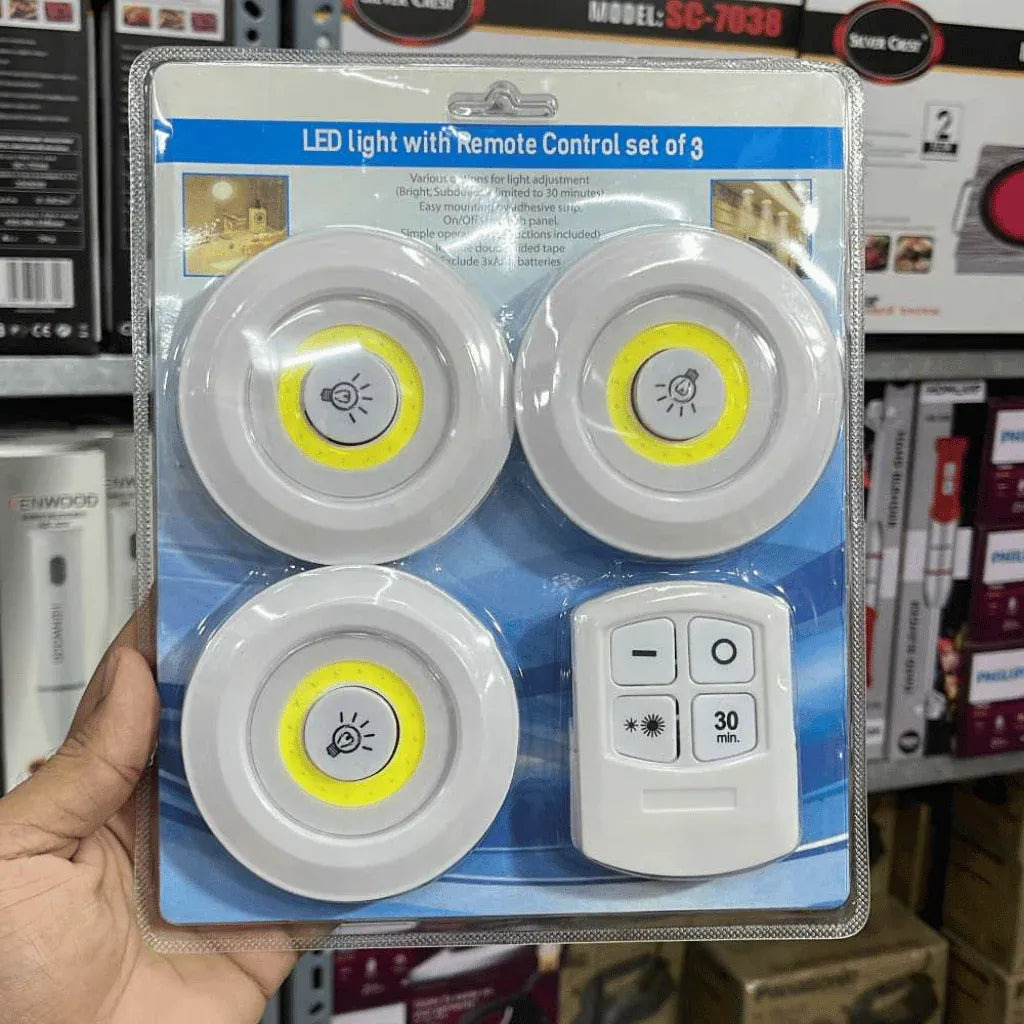 Pack of 3 LED Remote Control Tap Lights – Easy Lighting Anywhere