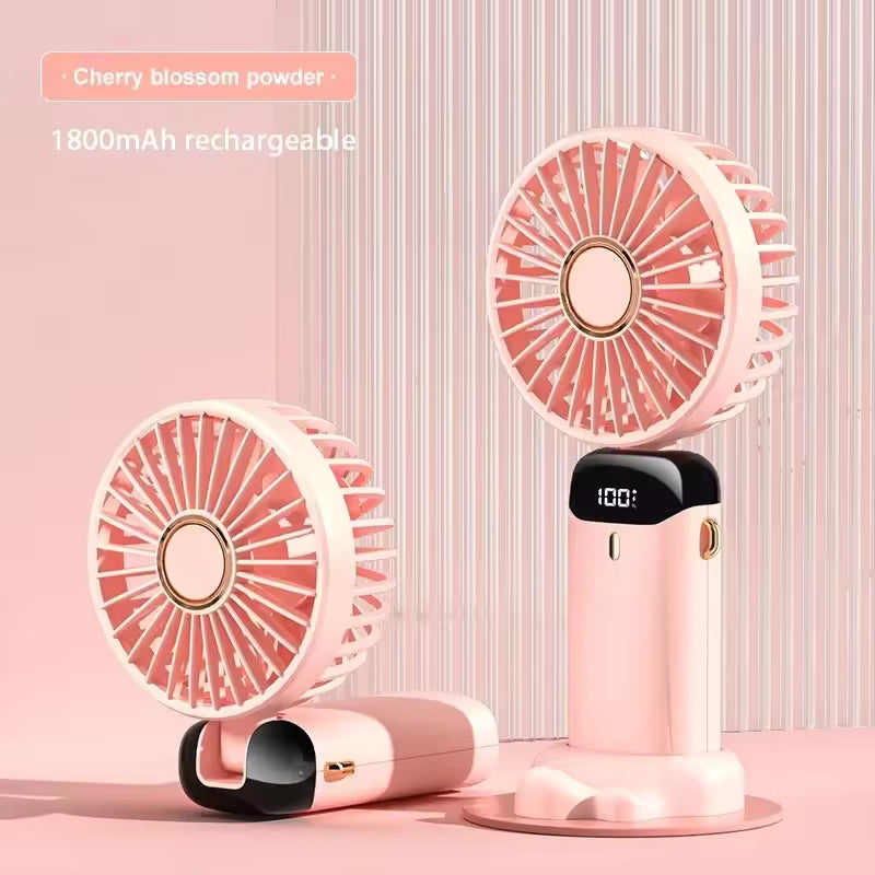 LED Digital Display Mini Fan – Rechargeable Portable Cooling Fan