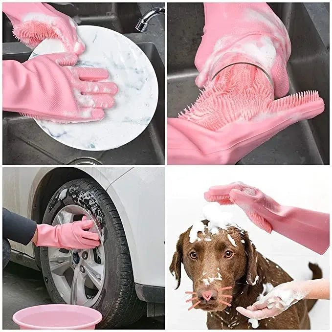 Silicone Scrubber Gloves – Heat Resistant Cleaning Pair