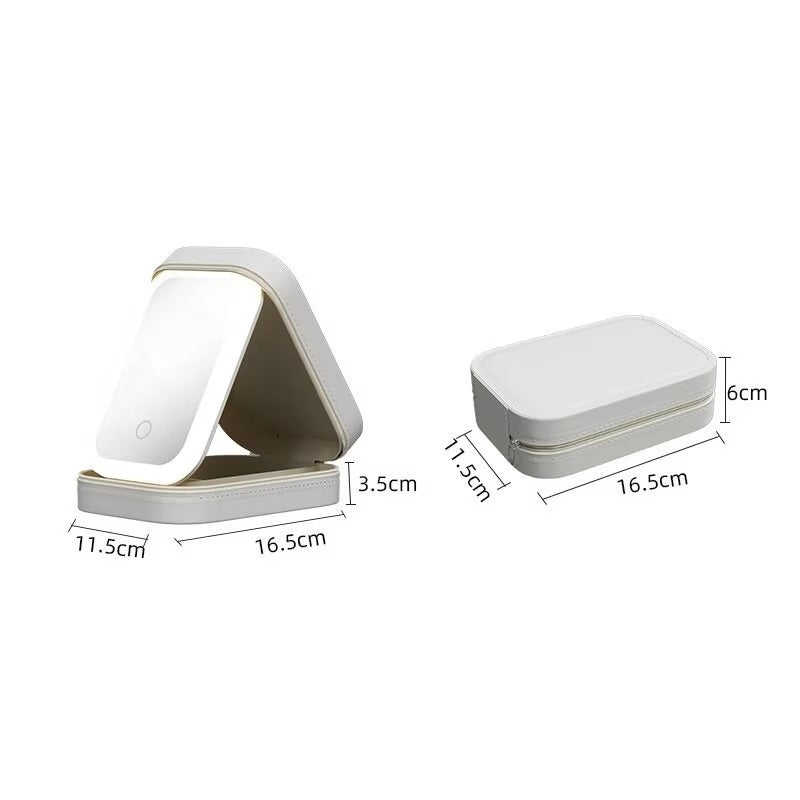 Portable Folding Makeup Mirror & Jewellery Box – Travel-Friendly Organizer