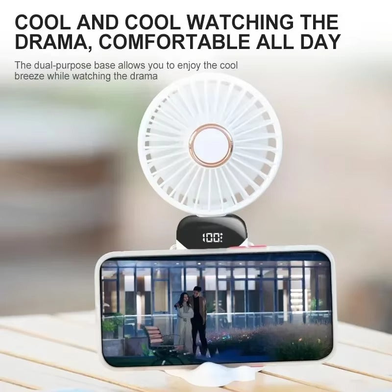 LED Digital Display Mini Fan – Rechargeable Portable Cooling Fan