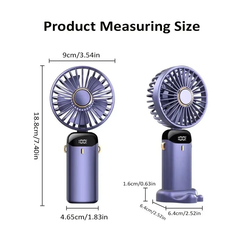 LED Digital Display Mini Fan – Rechargeable Portable Cooling Fan