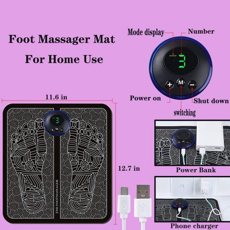 EMS Foot Massager Mat – Smart Electric Circulation Therapy Pad