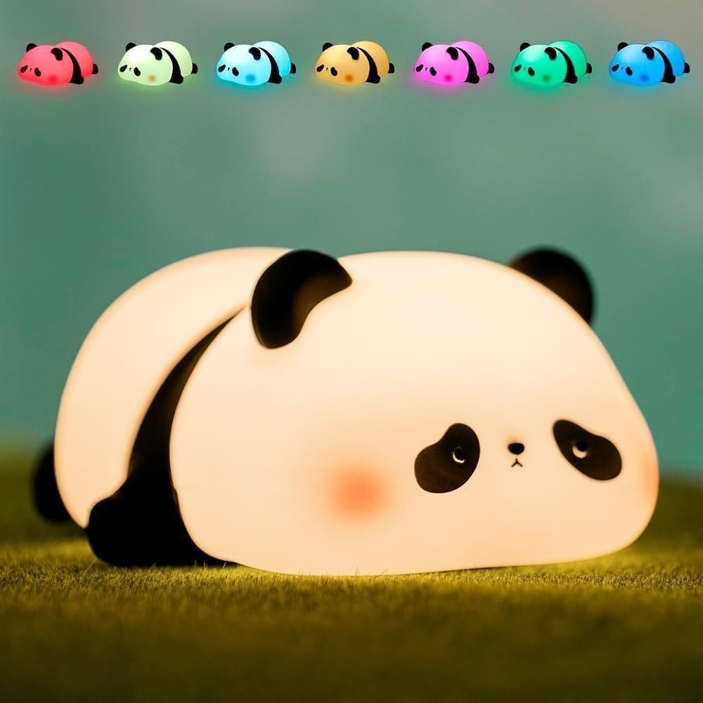 Cute Panda Silicone Night Light – Soft Touch LED Lamp