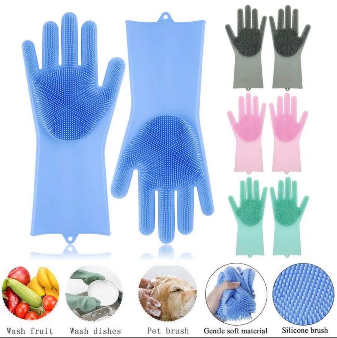 Silicone Scrubber Gloves – Heat Resistant Cleaning Pair